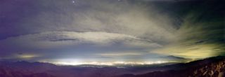 Light pollution photographed over California's Joshua Tree National Park.