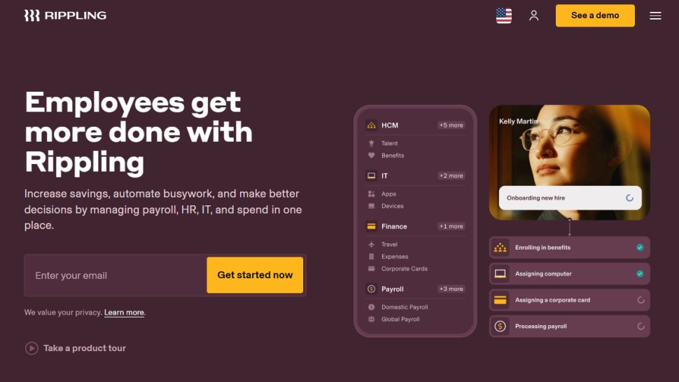 Website screenshot of Rippling (November, 2025)