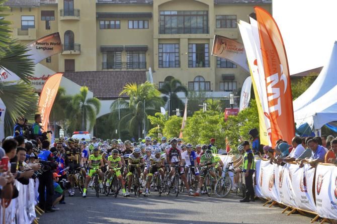 Riders prepare to start the 2014 Tour de Langkawi