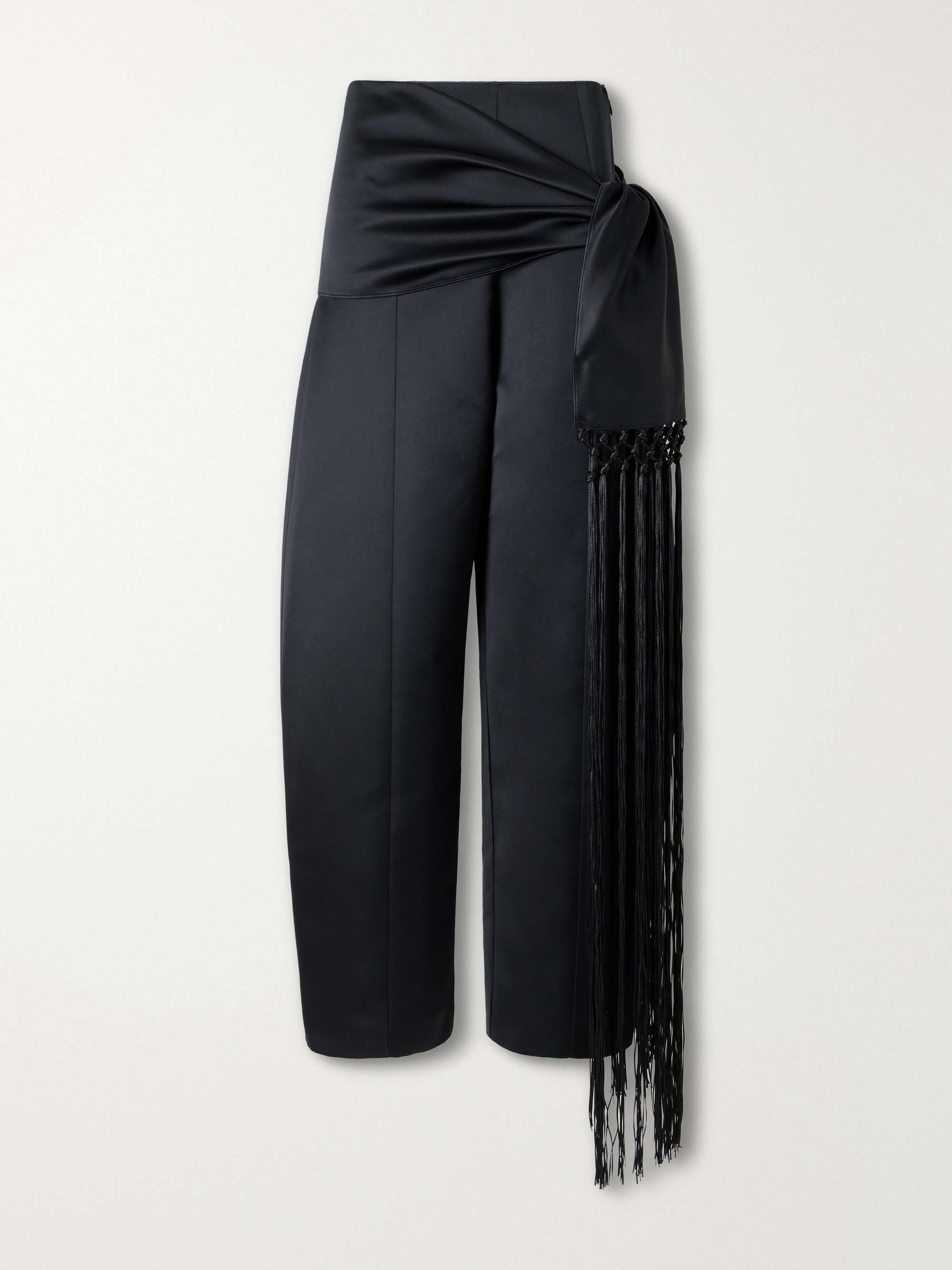 Dusk Satin Fringed Wide-Leg Pants