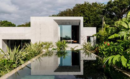 Concrete House set in verdant landscape