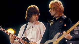 The Cars' Elliot Easton (left) and Benjamin Orr shown performing at Musikladen in Germany, 13 November, 1978