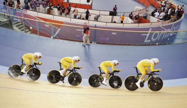 Australia's men's team pursuit squad in action