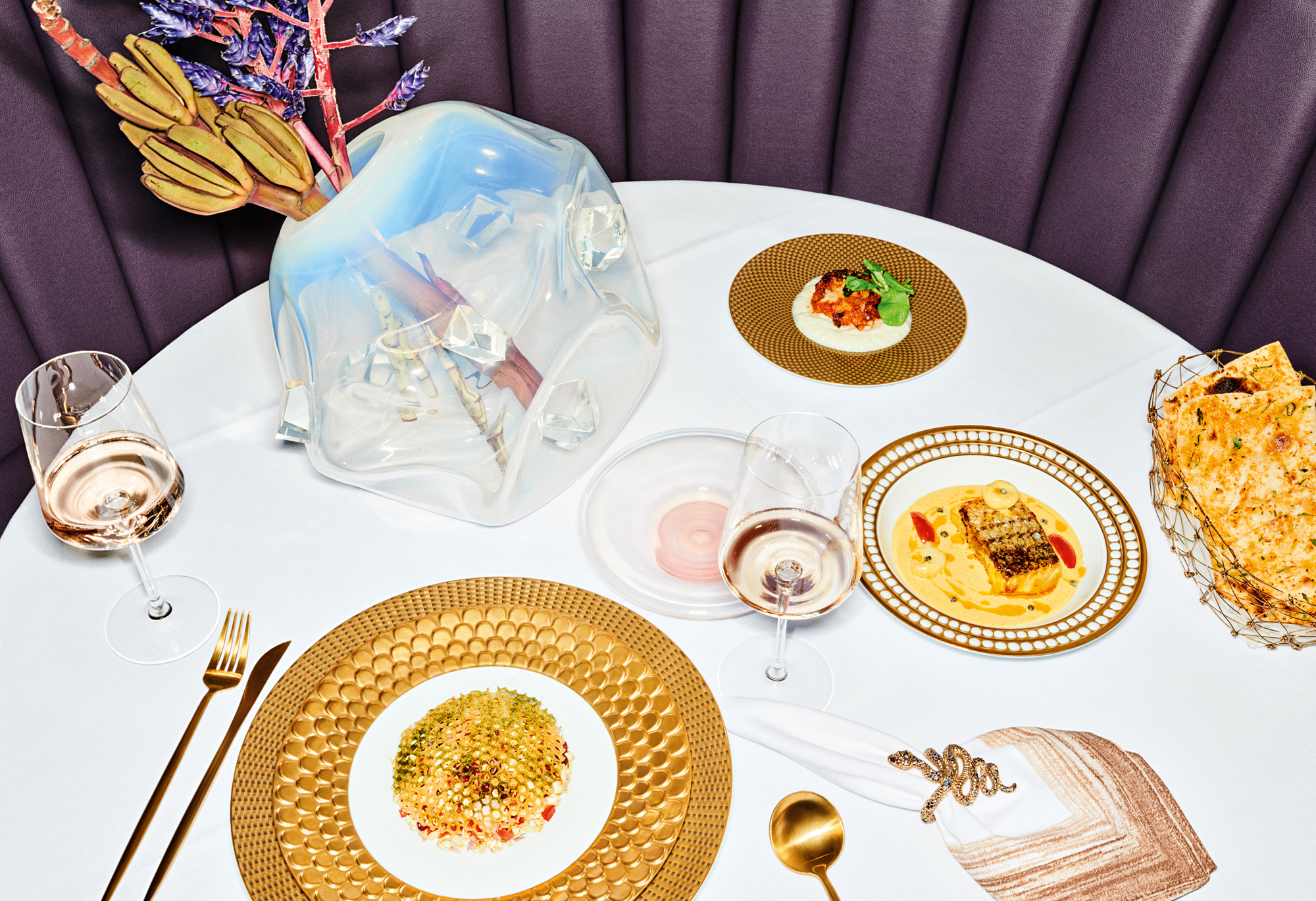 Table set with dinner as part of Mortlach whisky cocktails evening