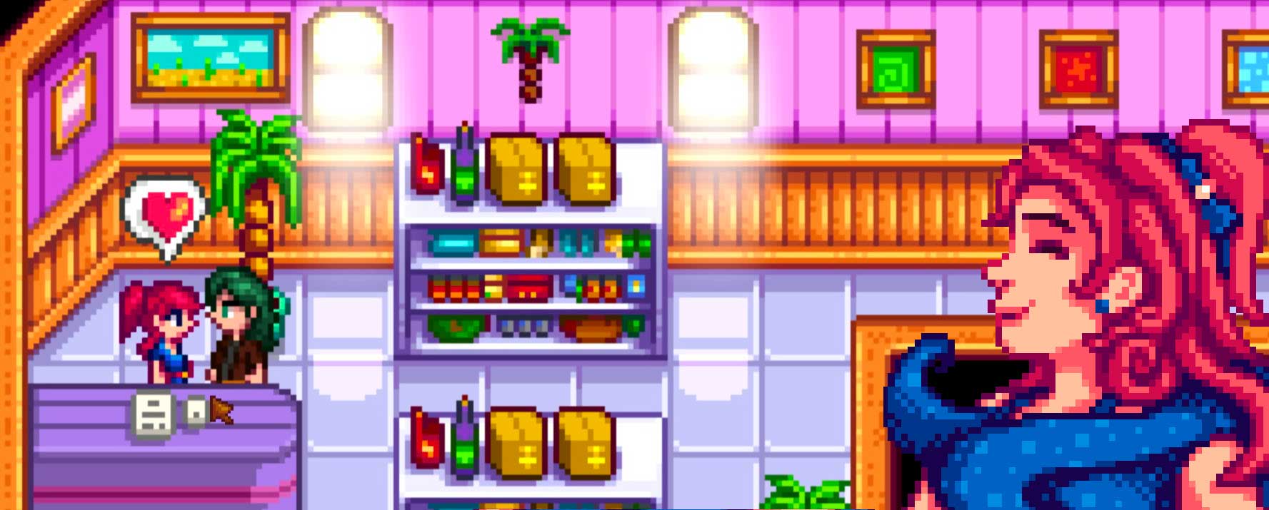 Stardew Valley - Sandy with a heart emote over her head after giving her a loved gift