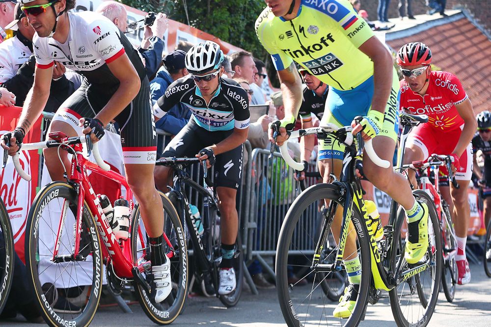 Julien Alaphilippe climbs the Mur de Huy.