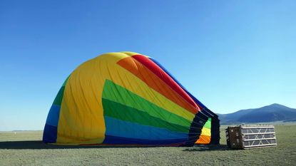 Deflating hot-air balloon
