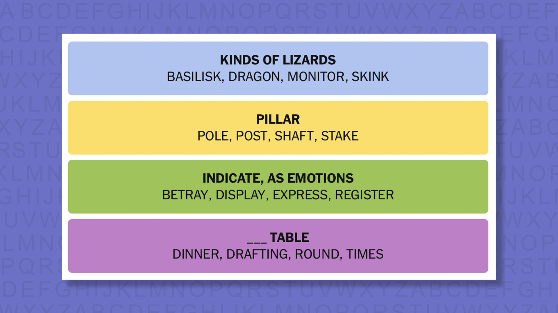 NYT Connections answers for game 1091 on a purple background