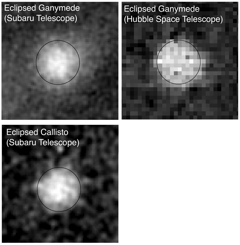 Ganymede and Callisto Eclipsed by Jupiter