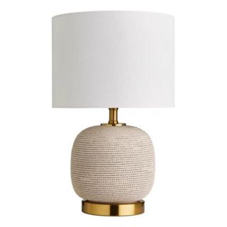 Cream lamp with rope effect base