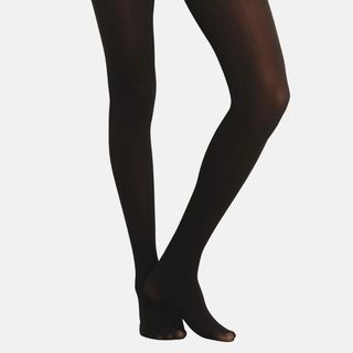 flat lay image of woman wearing black tights