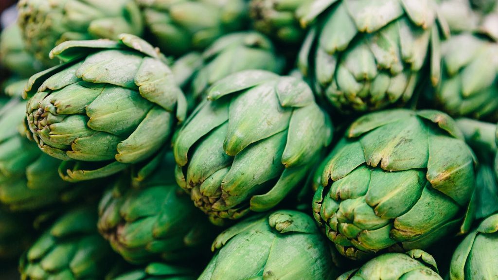 close up detail of fresh artichokes 