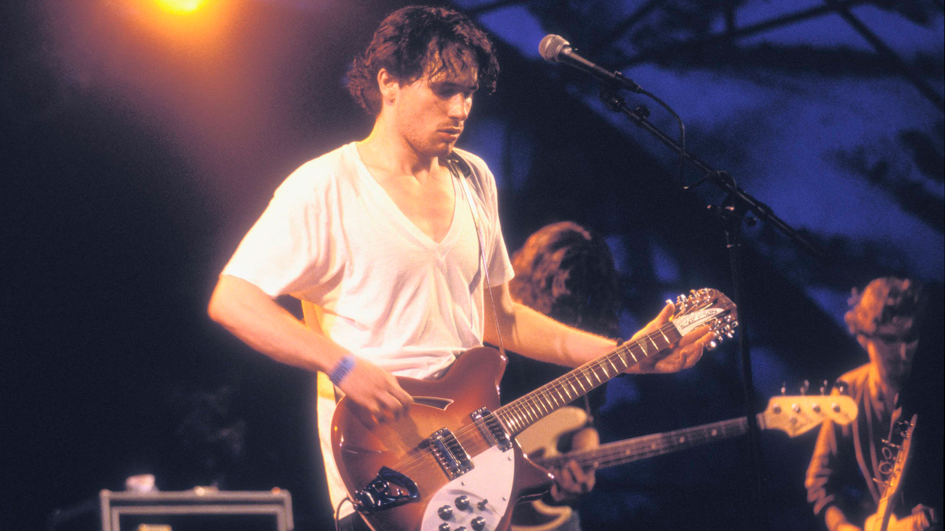 Jeff Buckley plays a Rickenbacker guitar onstage at the Lowlands festival in the Netherlands on August 26, 1994