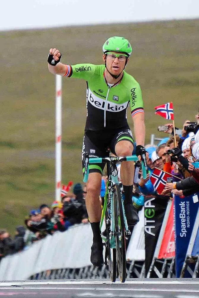 Lars Petter Nordhaug (Belkin) celebrates victory