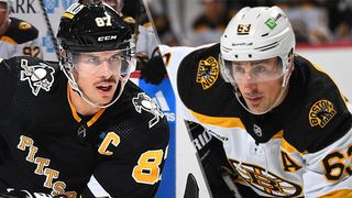 (L, R) Sidney Crosby and Brad Marchand will face off in the Penguins vs Bruins NHL Winter Classic live stream