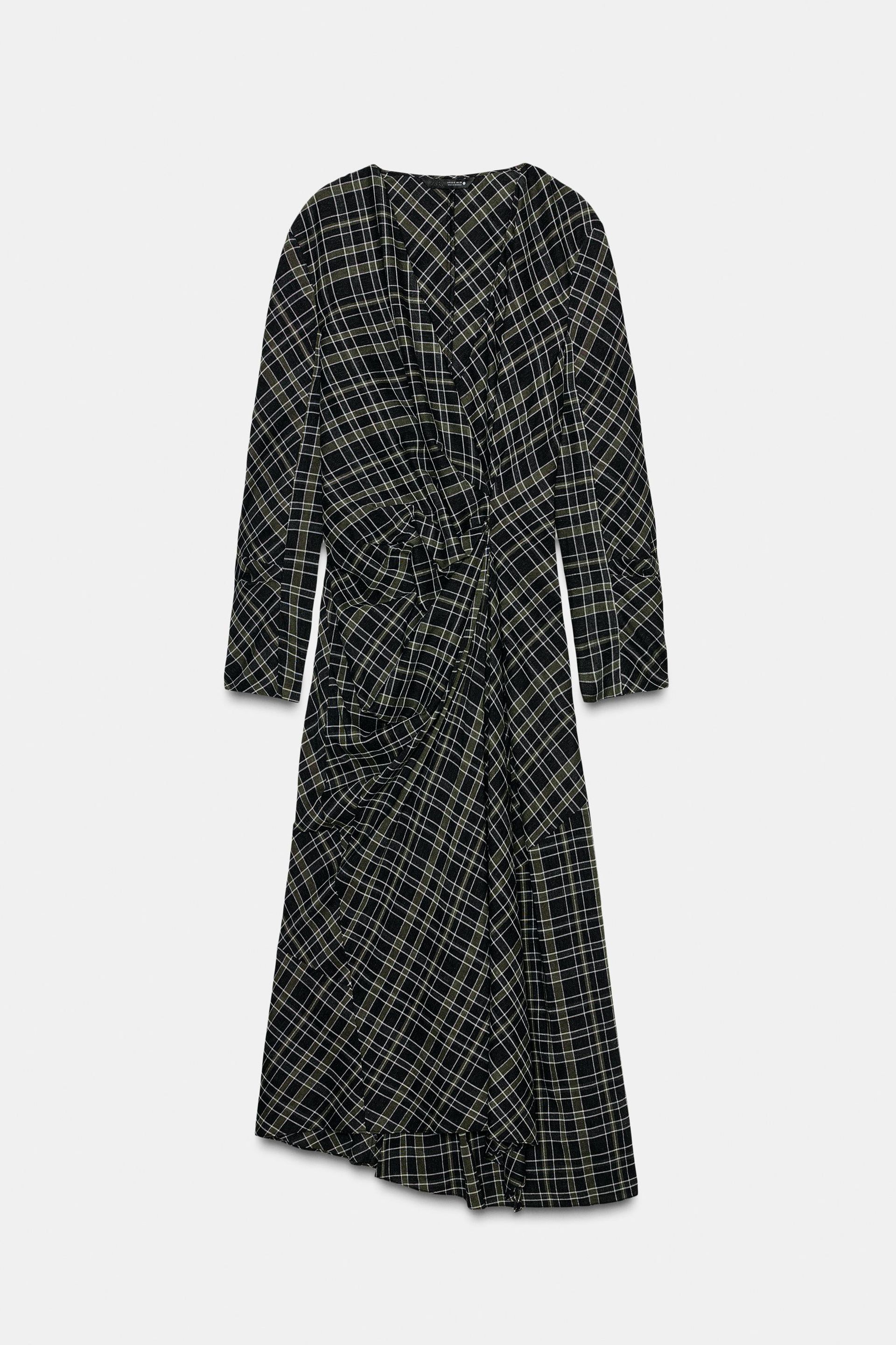 Draped Plaid Dress