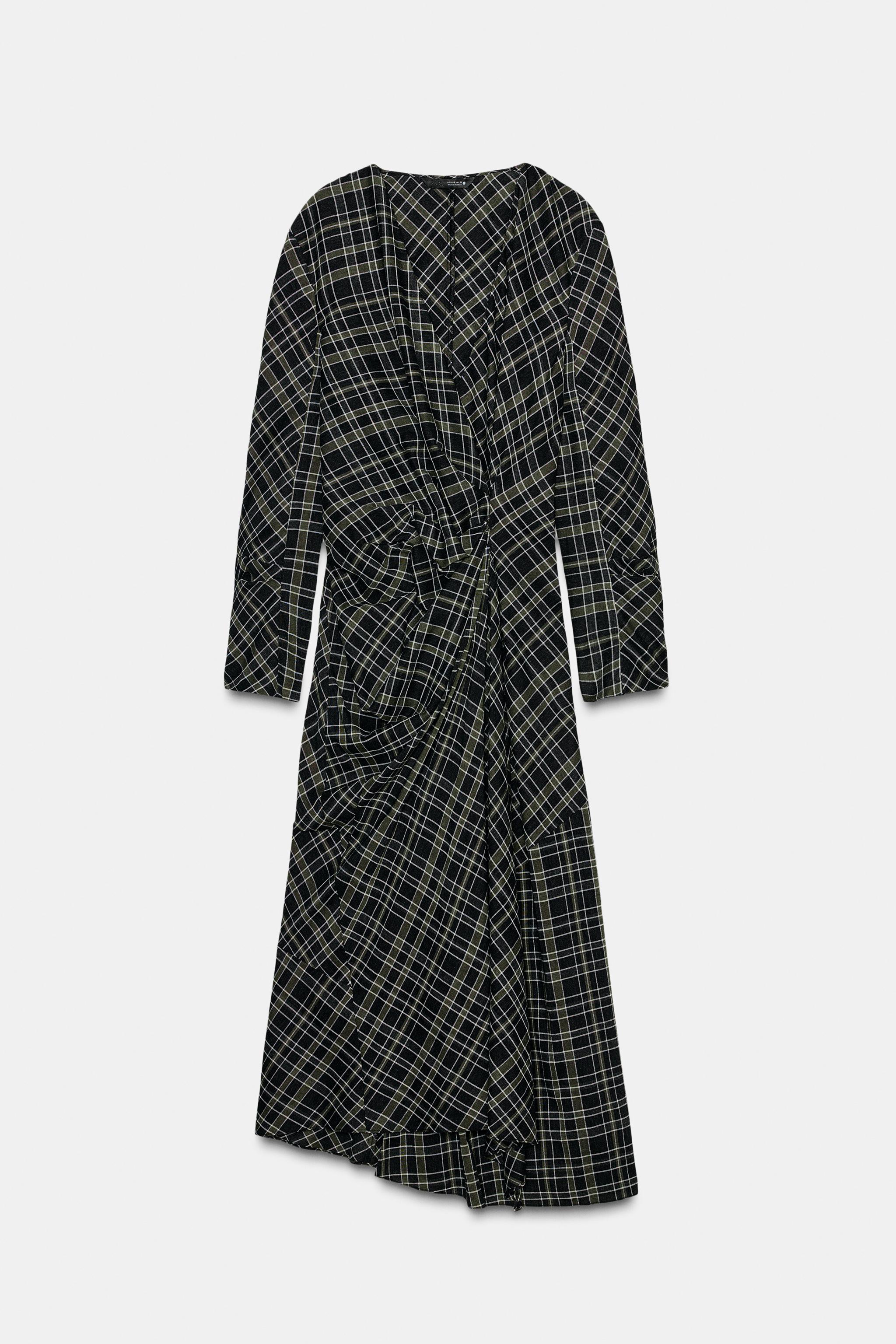 Draped Plaid Dress