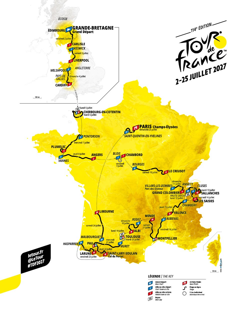 The route of the 2027 Tour de France