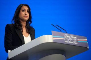 Claire Coutinho MP, Secretary of State for Energy Security and Net Zero speaks during the second day of the the Conservative Party Conference on October 02, 2023 in Manchester, England.