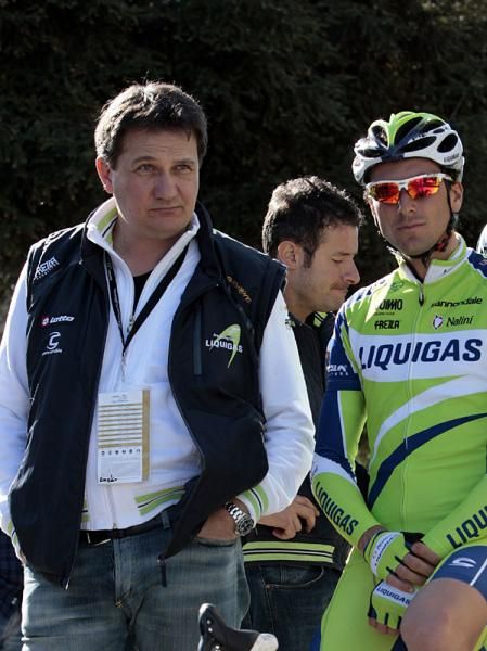 Roberto Amadio with Liquigas star, Ivan Basso