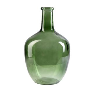 A green glass vase