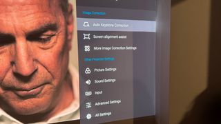 Close up image of settings menu on Xgimi Aura 2 projector