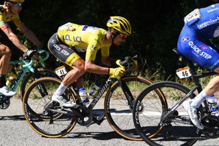 ORCIERES FRANCE SEPTEMBER 01 Julian Alaphilippe of France and Team Deceuninck QuickStep Yellow Leader Jersey during the 107th Tour de France 2020 Stage 4 a 1605km stage from Sisteron to OrcieresMerlette 1825m TDF2020 LeTour on September 01 2020 in Orcieres France Photo by Tim de WaeleGetty Images