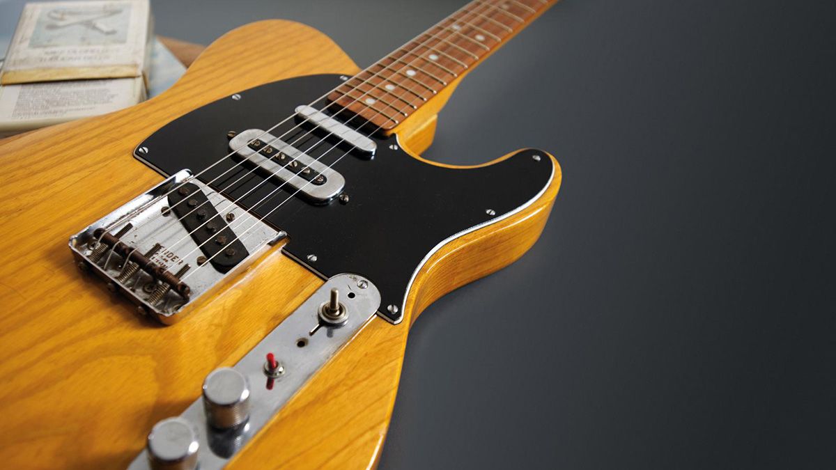 Detail of a vintage 1966 Fender Telecaster electric guitar previously owned by English musician Mike Oldfield, taken on July 28, 2015. The instrument was also the guitar used to record Oldfield&#039;s hugely popular Tubular Bells album