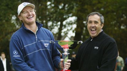 Ernie Els and Seve Ballesteros at the 2003 HSBC World Match Play Championship