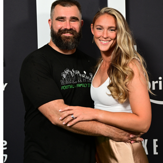 Jason Kelce and Kylie Kelce attend Thursday Night Football Presents The World Premiere of 