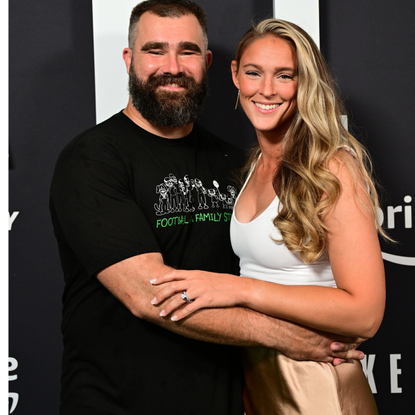 Jason Kelce and Kylie Kelce attend Thursday Night Football Presents The World Premiere of "Kelce" on September 08, 2023 in Philadelphia, Pennsylvania