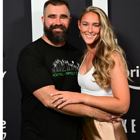 Jason Kelce and Kylie Kelce attend Thursday Night Football Presents The World Premiere of "Kelce" on September 08, 2023 in Philadelphia, Pennsylvania