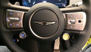 Close-up of the steering wheel