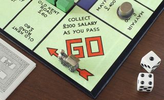 Monopoly board showing GO