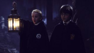 Tom Felton as Draco Malfoy and Daniel Redcliffe as Harry Potter in Harry Potter and the Philosopher&#039;s Stone