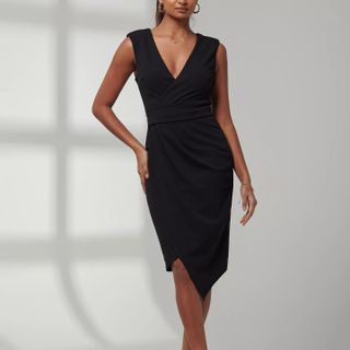 Kiana Ruched Bodycon Dress, Black