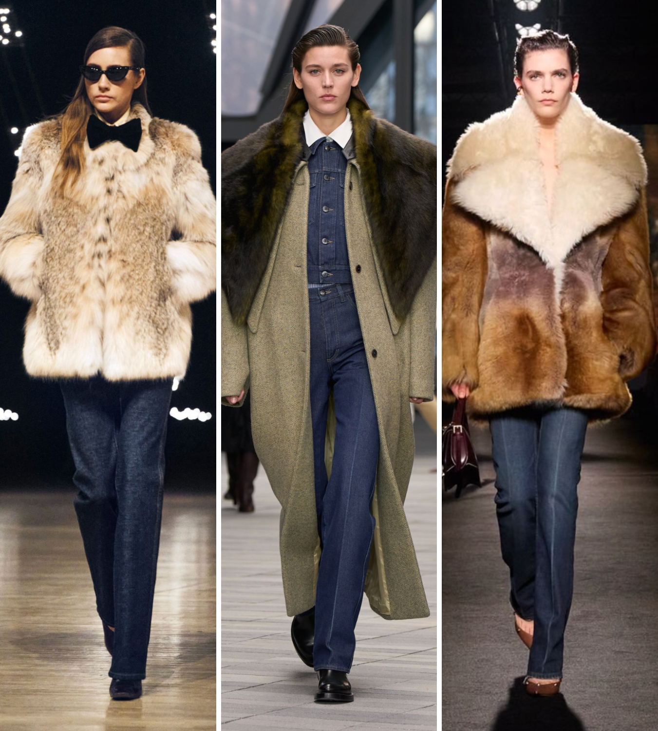 AW26 denim trends super straight jeans Khaite, Calvin Klein, Balenciaga runway