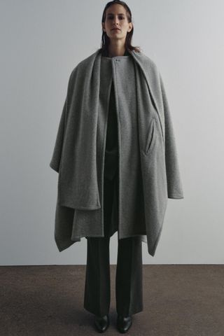 Alpaca Blend Scarf Cape Coat Zw Collection