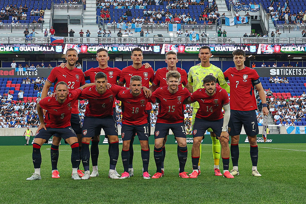 Players of Czechia pose for a photo prior to a match before the international friendly match against Guatemala at Sports Illustrated Stadium 