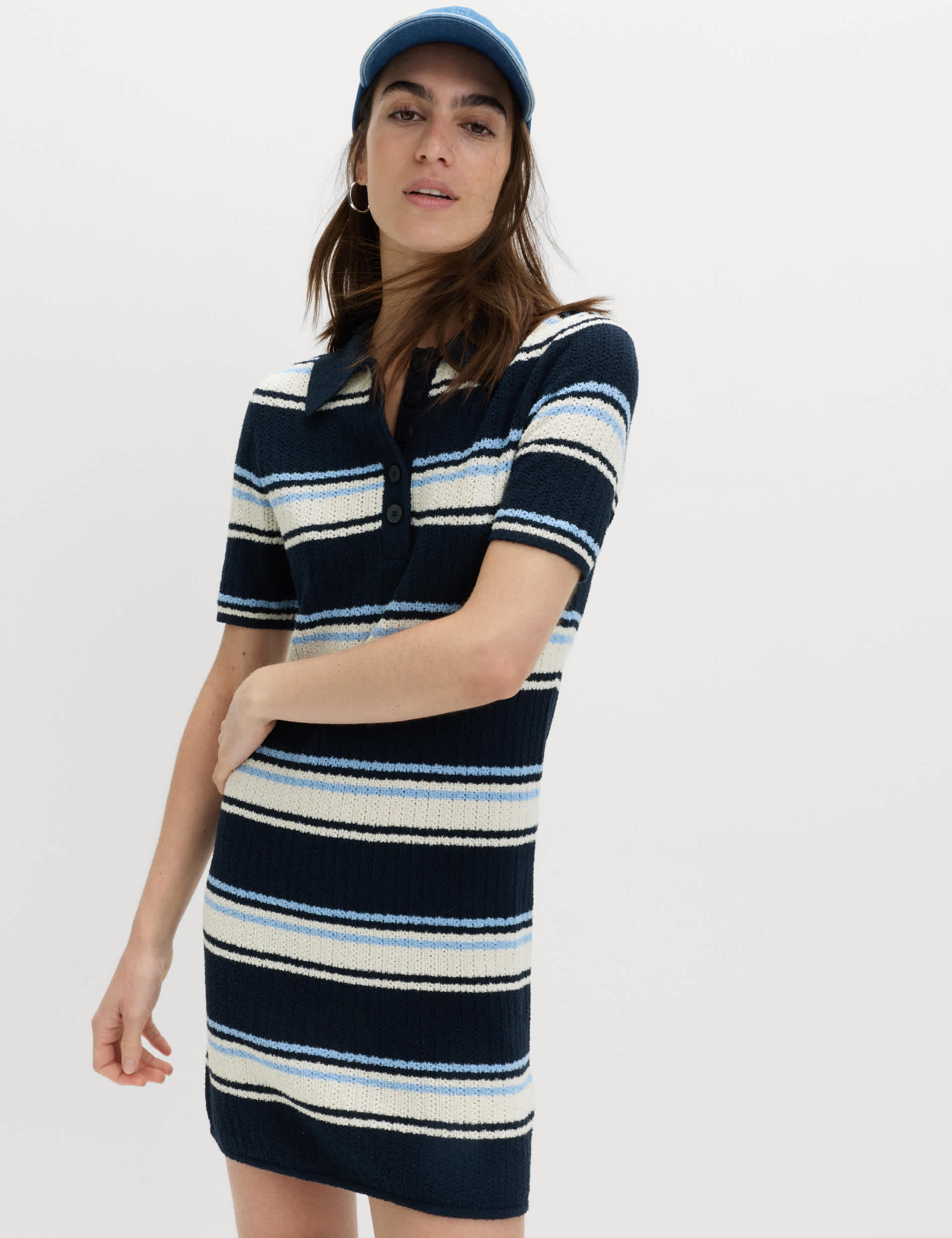 Cotton Rich Striped Knit Mini Dress