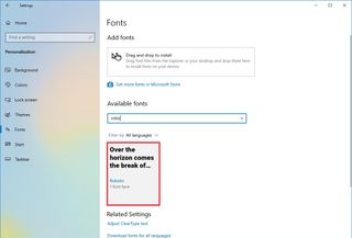 Windows 10 open font page