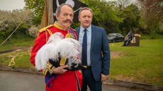 Kevin Whately in costume with DCI John Barnaby in Midsomer Murders