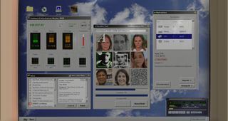 Screenshot from Faceminer showing a PC desktop with several windows open