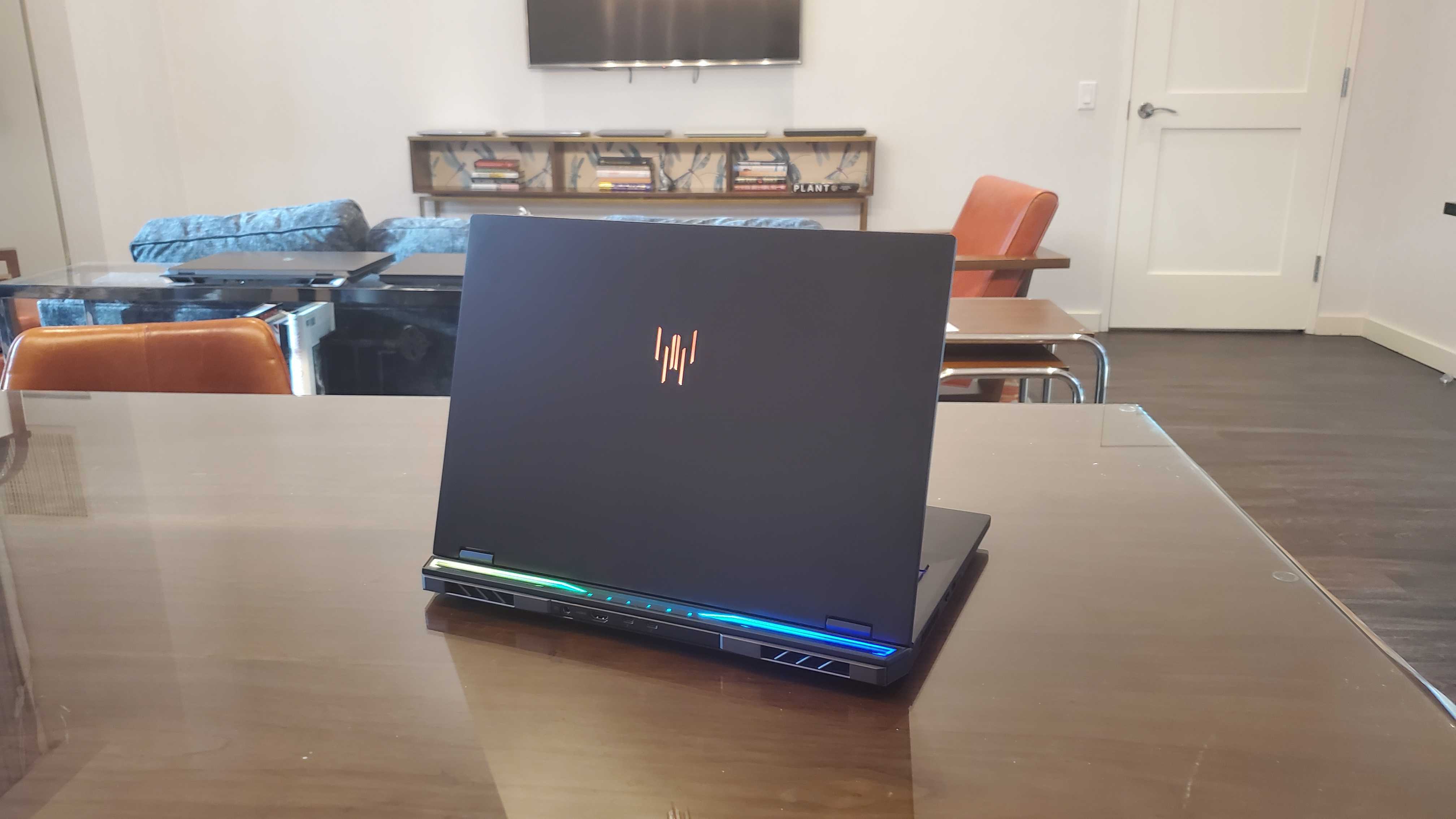 black gaming laptop with rgb lit keyboard