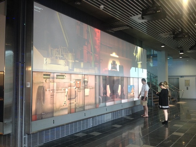Early design of the robots on the screens at The Cube.