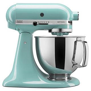 Kitchenaid Artisan Series 5 Quart Tilt Head Stand Mixer With Pouring Shield Ksm150ps, Removable Bowl, Aqua Sky