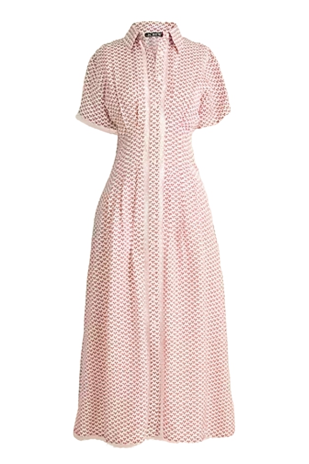 Wren Lace-Trim Shirtdress in Glossy Twill