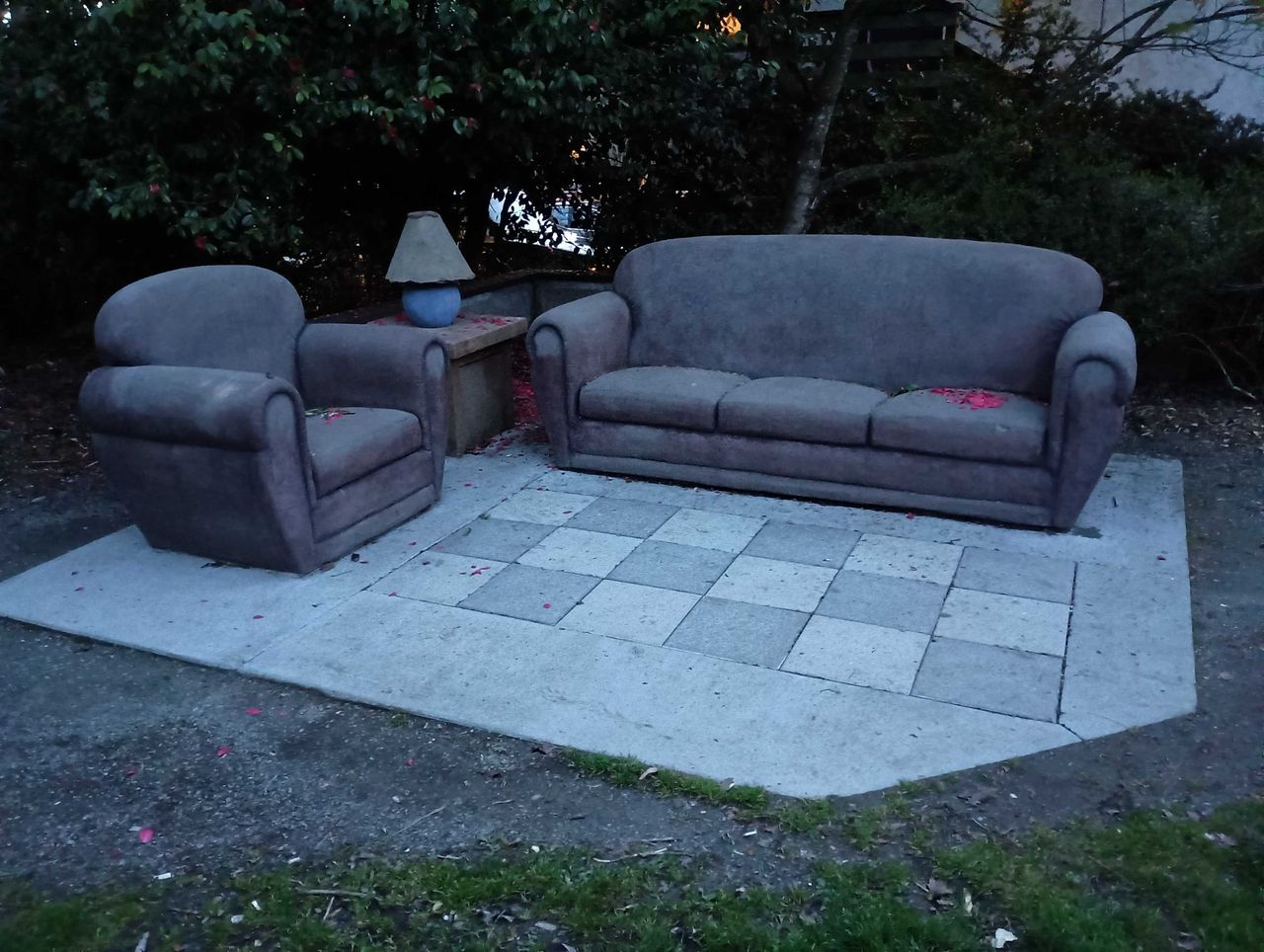 Park couch installations in low light