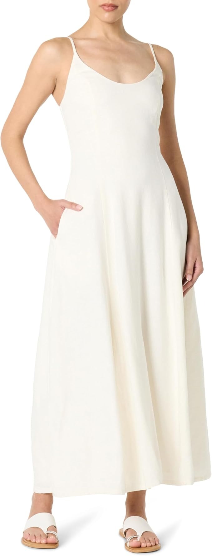 The Drop, The Drop Women’s Luna Scoop Neck Linen Maxi Dress, Ivory, Xl