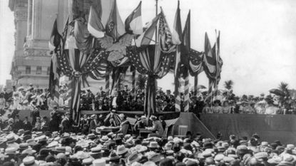 President William McKinley making a speech to a crowd in 1901